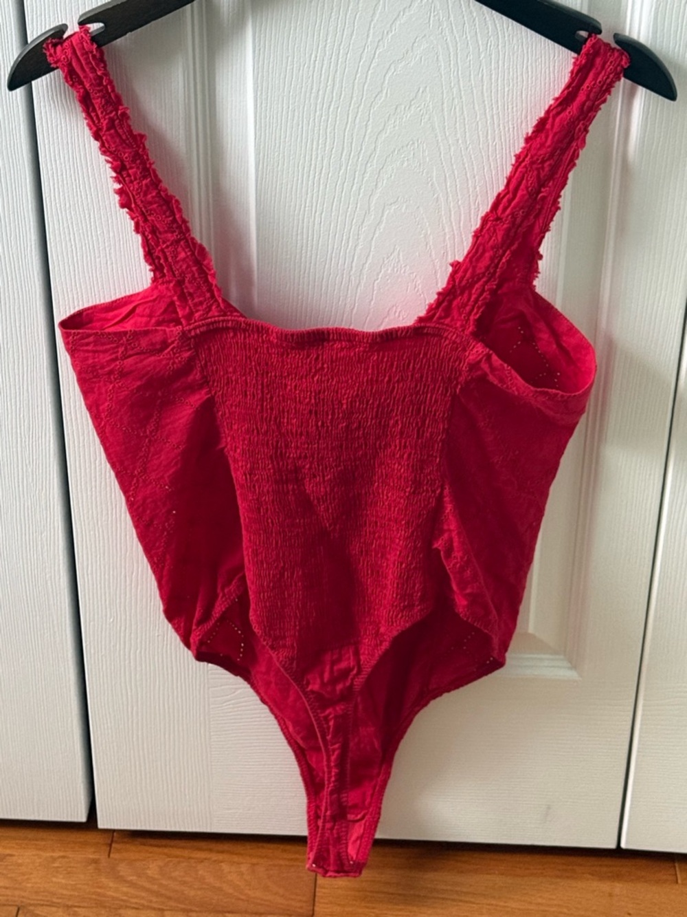 Free People Make Me Up Red Eyelet Bodysuit - Picture 3 of 4